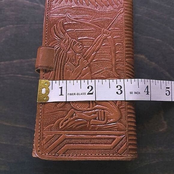 Vtg Mexican hazel tooled leather trifold clutch wallet - Picture 10 of 10
